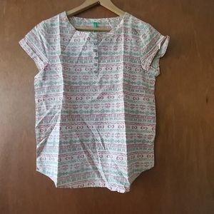 Cotton blend casual shortt sleeve blouse